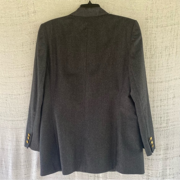 Talbots Structured Gray Wool DoubleBreasted Blazer Gold Buttons Size14 Made USA - Picture 2 of 9